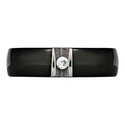 Stainless Steel CZ Ceramic Ring – view 4