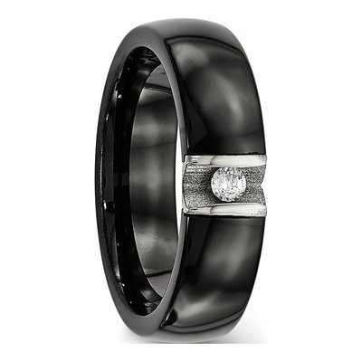 Stainless Steel CZ Ceramic Ring – view 5