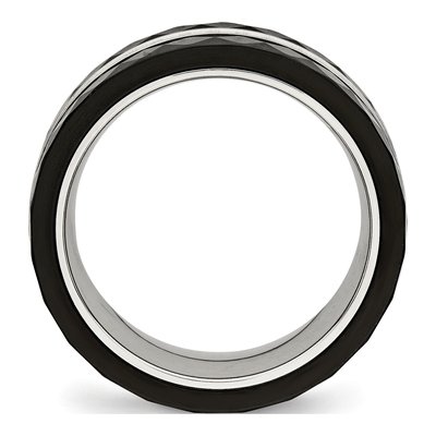 Stainless Steel CZ Ceramic Wedding Band – view 2