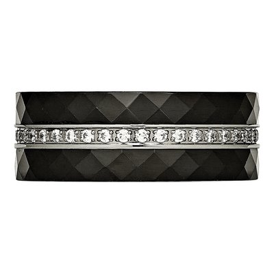 Stainless Steel CZ Ceramic Wedding Band – view 3