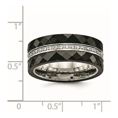 Stainless Steel CZ Ceramic Wedding Band – view 6