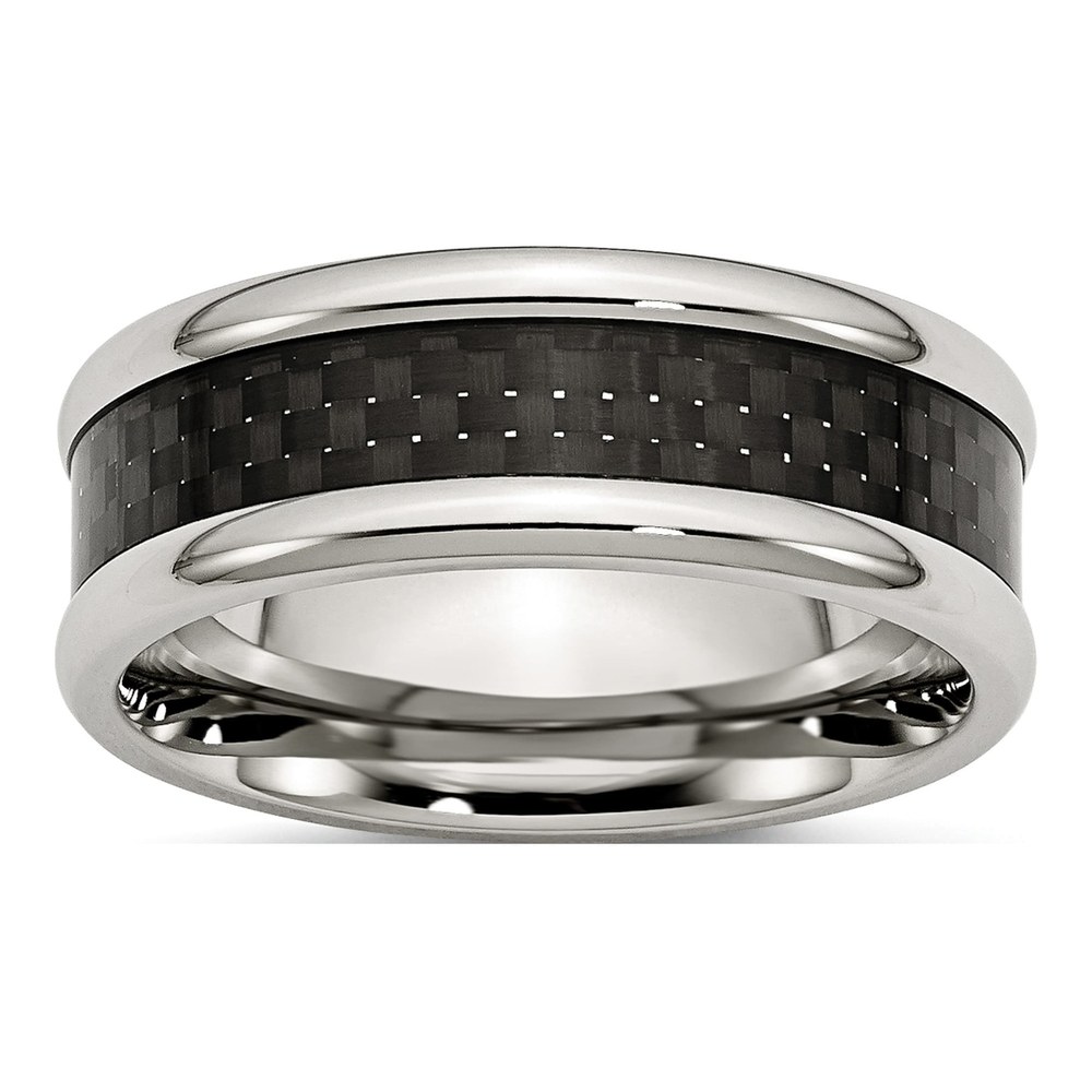 Stainless Steel 8mm Carbon Fiber Wedding Band