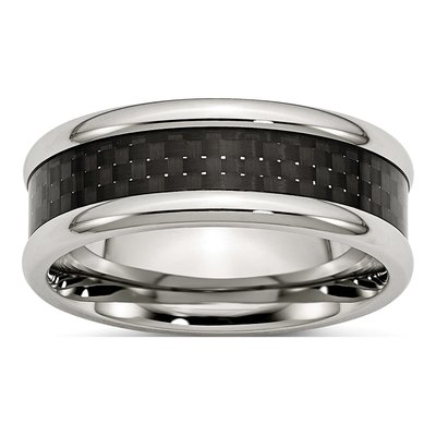 Stainless Steel 8mm Carbon Fiber Wedding Band