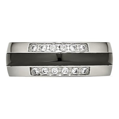 Stainless Steel CZ Ceramic Ring – view 5
