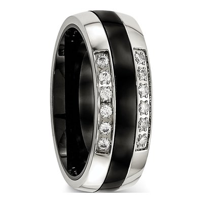 Stainless Steel CZ Ceramic Ring – view 6