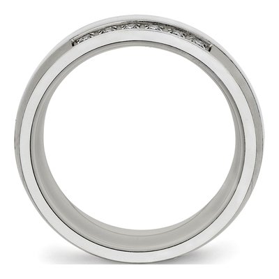 Stainless Steel CZ Ceramic Ring – view 2
