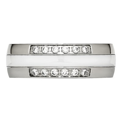 Stainless Steel CZ Ceramic Ring – view 4