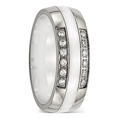 Stainless Steel CZ Ceramic Ring – view 5