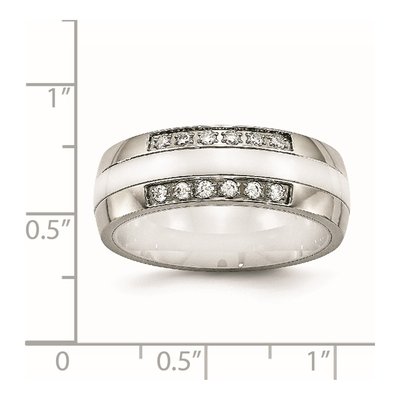Stainless Steel CZ Ceramic Ring – view 7