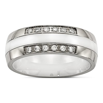 Stainless Steel CZ Ceramic Ring