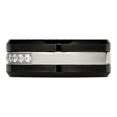 Stainless Steel CZ Ceramic Ring – view 3