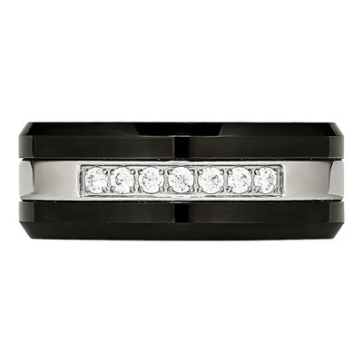 Stainless Steel CZ Ceramic Ring – view 4