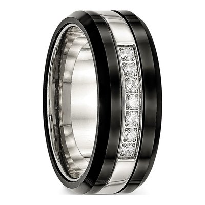 Stainless Steel CZ Ceramic Ring – view 5