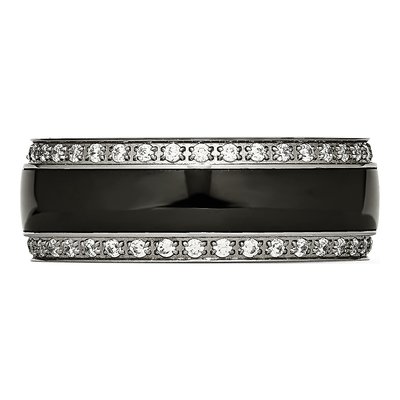 Stainless Steel CZ Ceramic Ring – view 3