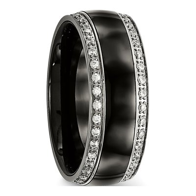 Stainless Steel CZ Ceramic Ring – view 4