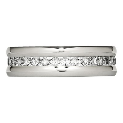 Stainless Steel CZ Wedding Band – view 4