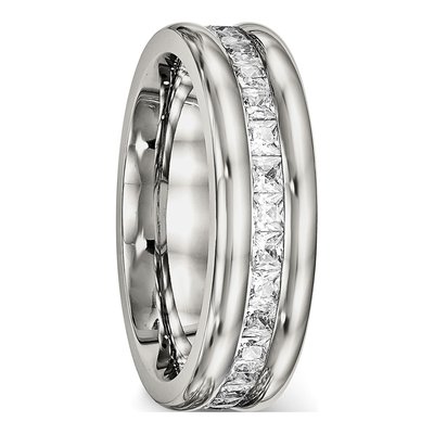 Stainless Steel CZ Wedding Band – view 5