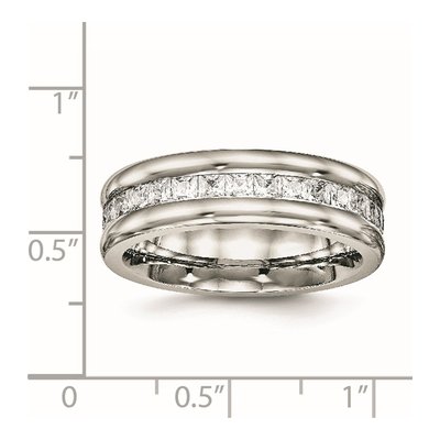 Stainless Steel CZ Wedding Band – view 7
