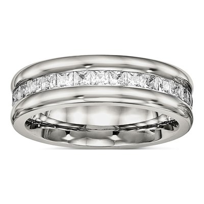Stainless Steel CZ Wedding Band