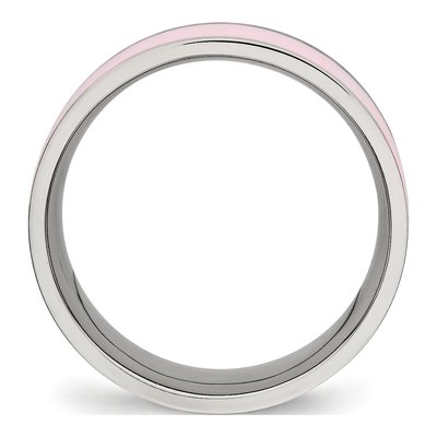 Stainless Steel 7.5mm Pink Ceramic Wedding Band – view 3