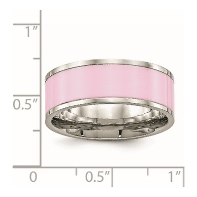 Stainless Steel 7.5mm Pink Ceramic Wedding Band – view 7