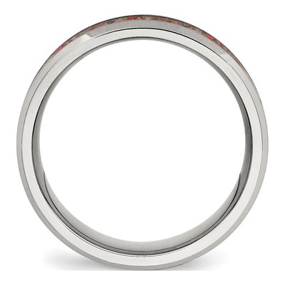 Men's Stainless Steel Lab-Created Opal Inlay Wedding Band – view 3