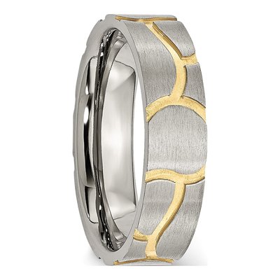 Stainless Steel 6mm IP Grooved Wedding Band – view 5