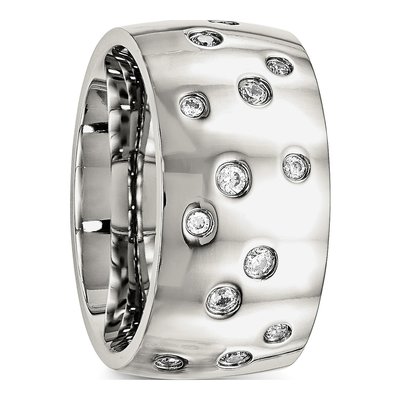 Stainless Steel CZ Wedding Band – view 5