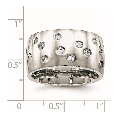 Stainless Steel CZ Wedding Band – view 7