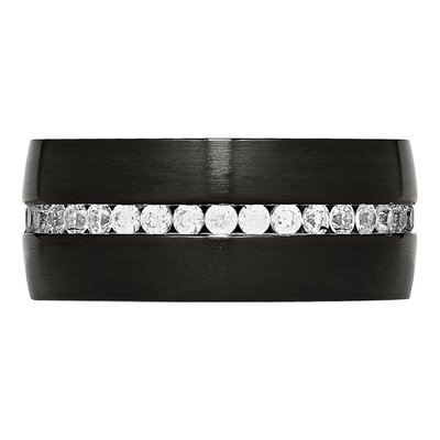 Black Stainless Steel CZ Wedding Band – view 4