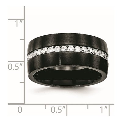 Black Stainless Steel CZ Wedding Band – view 7