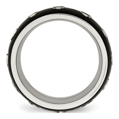 Black Stainless Steel CZ Half Round Wedding Band – view 3