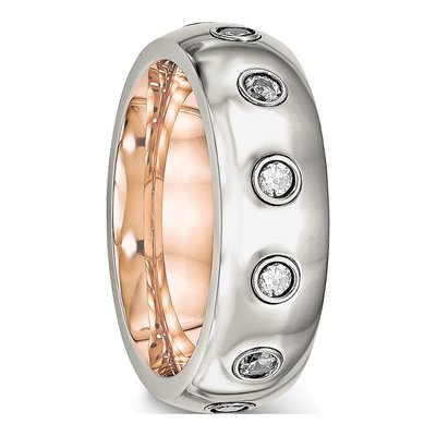 Stainless Steel CZ Inside Wedding Band – view 5