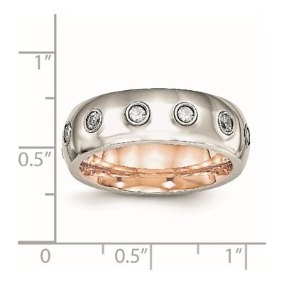 Stainless Steel CZ Inside Wedding Band – view 7
