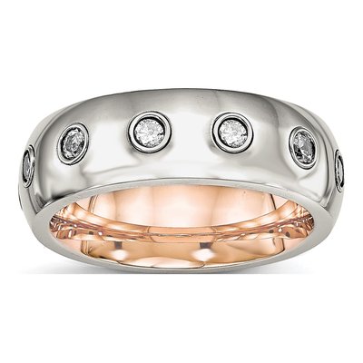 Stainless Steel CZ Inside Wedding Band