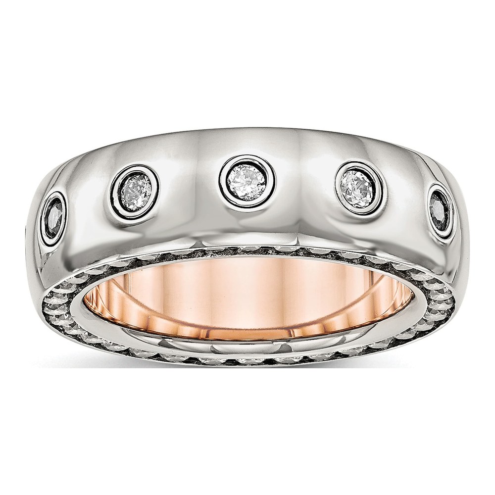 Stainless Steel CZ Wedding Band