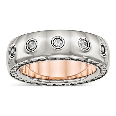 Stainless Steel CZ Wedding Band