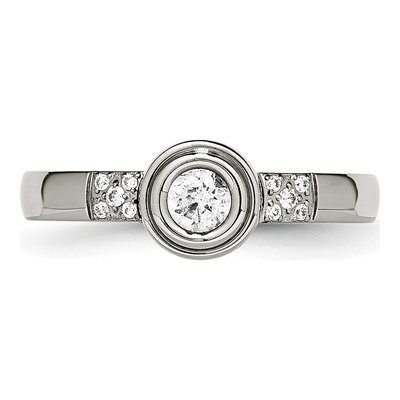 Stainless Steel CZ Engagement Ring – view 5