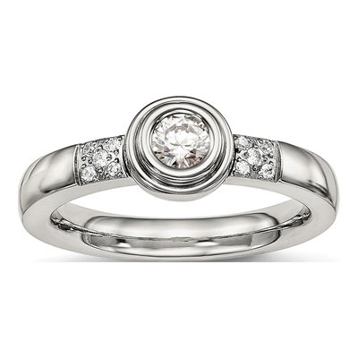 Stainless Steel CZ Engagement Ring