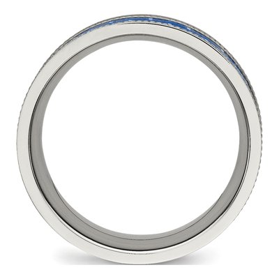 Stainless Steel 8mm Blue Carbon Fiber Comfort-Fit Wedding Band – view 3