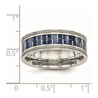 Stainless Steel 8mm Blue Carbon Fiber Comfort-Fit Wedding Band – view 7