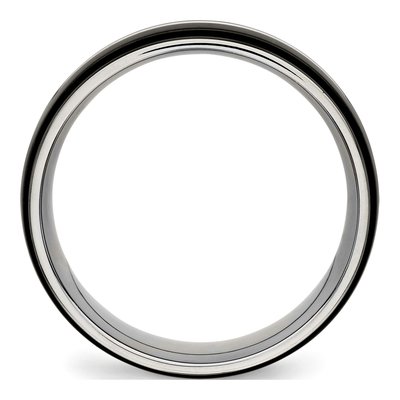 Black Stainless Steel 8mm Ridged Wedding Band – view 3