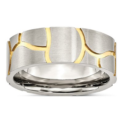 Men's Stainless Steel 8mm Grooved Wedding Band