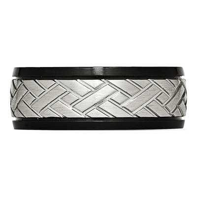 Black Stainless Steel 8mm Grooved Wedding Band – view 4