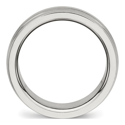 Stainless Steel 8mm Grooved Wedding Band – view 3