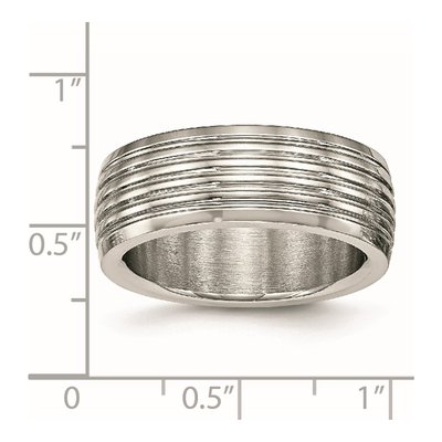 Stainless Steel 8mm Grooved Wedding Band – view 7