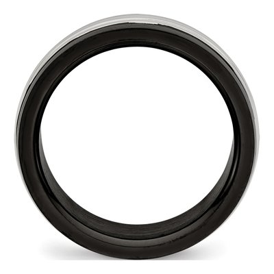 Black Stainless Steel 8mm Grooved Wedding Band – view 3
