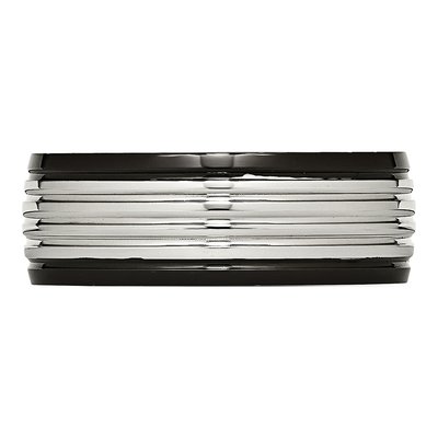 Black Stainless Steel 8mm Grooved Wedding Band – view 4