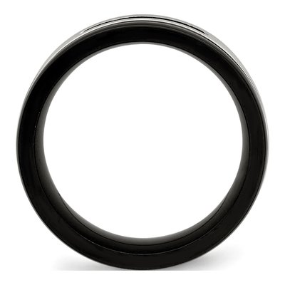Black Stainless Steel CZ Grooved Wedding Band – view 3