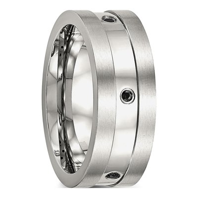Stainless Steel CZ Wedding Band – view 5